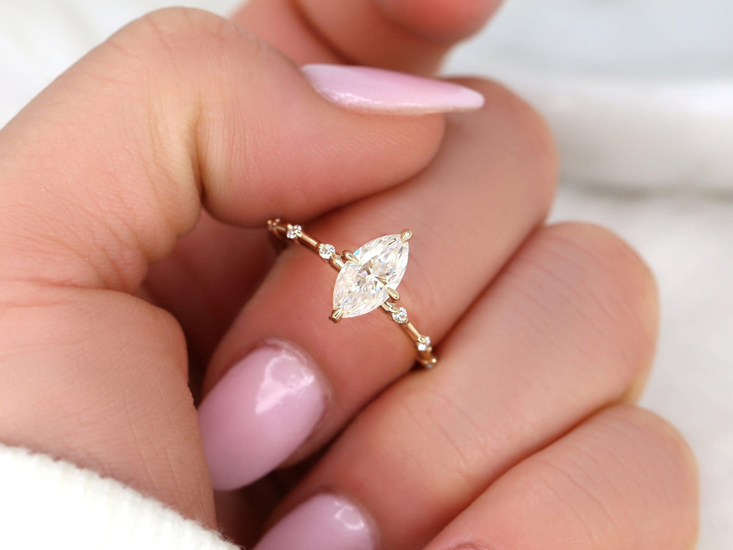2 CT Emerald Pave Moissanite Engagement Ring