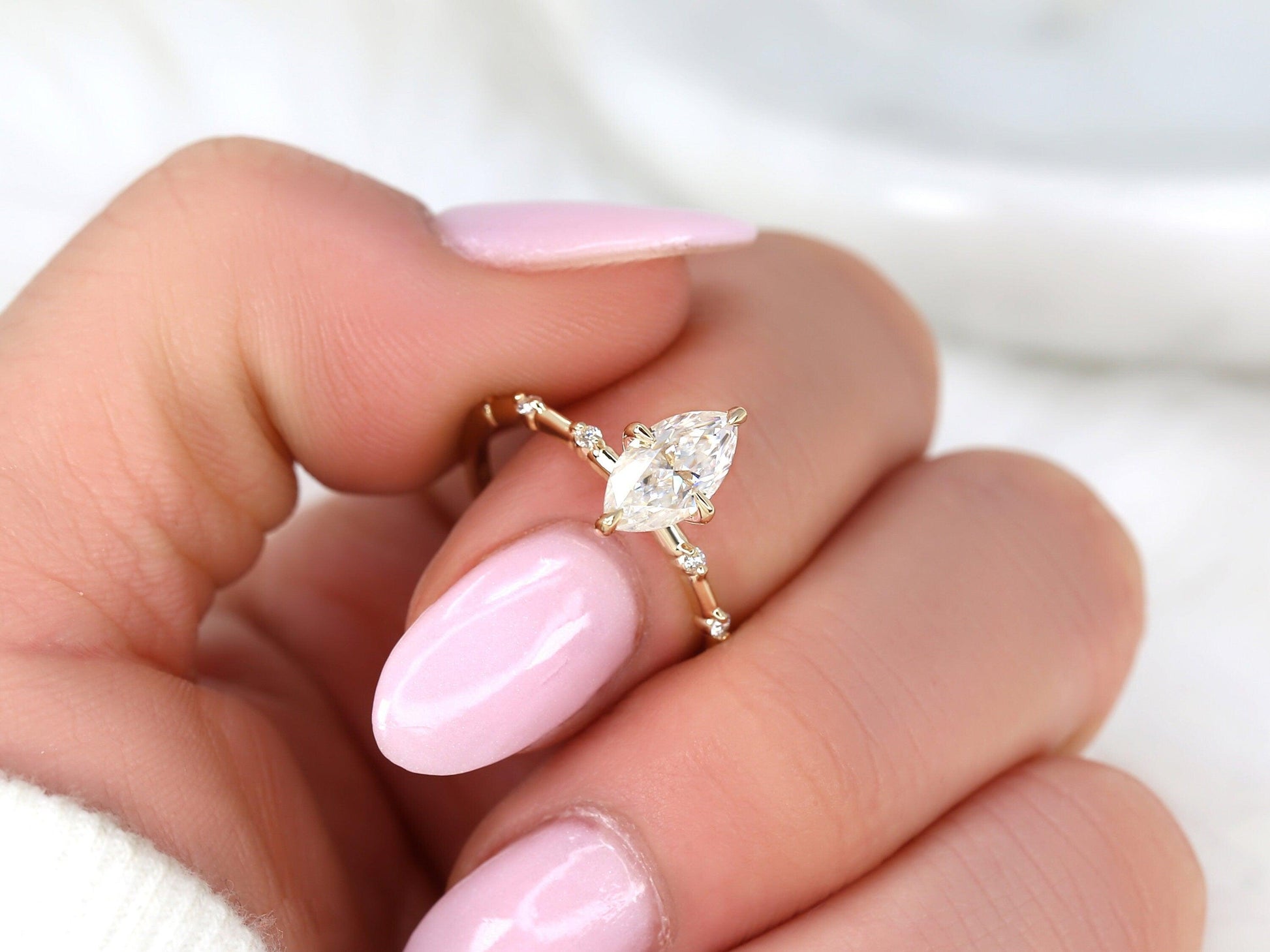 2 CT Emerald Pave Moissanite Engagement Ring