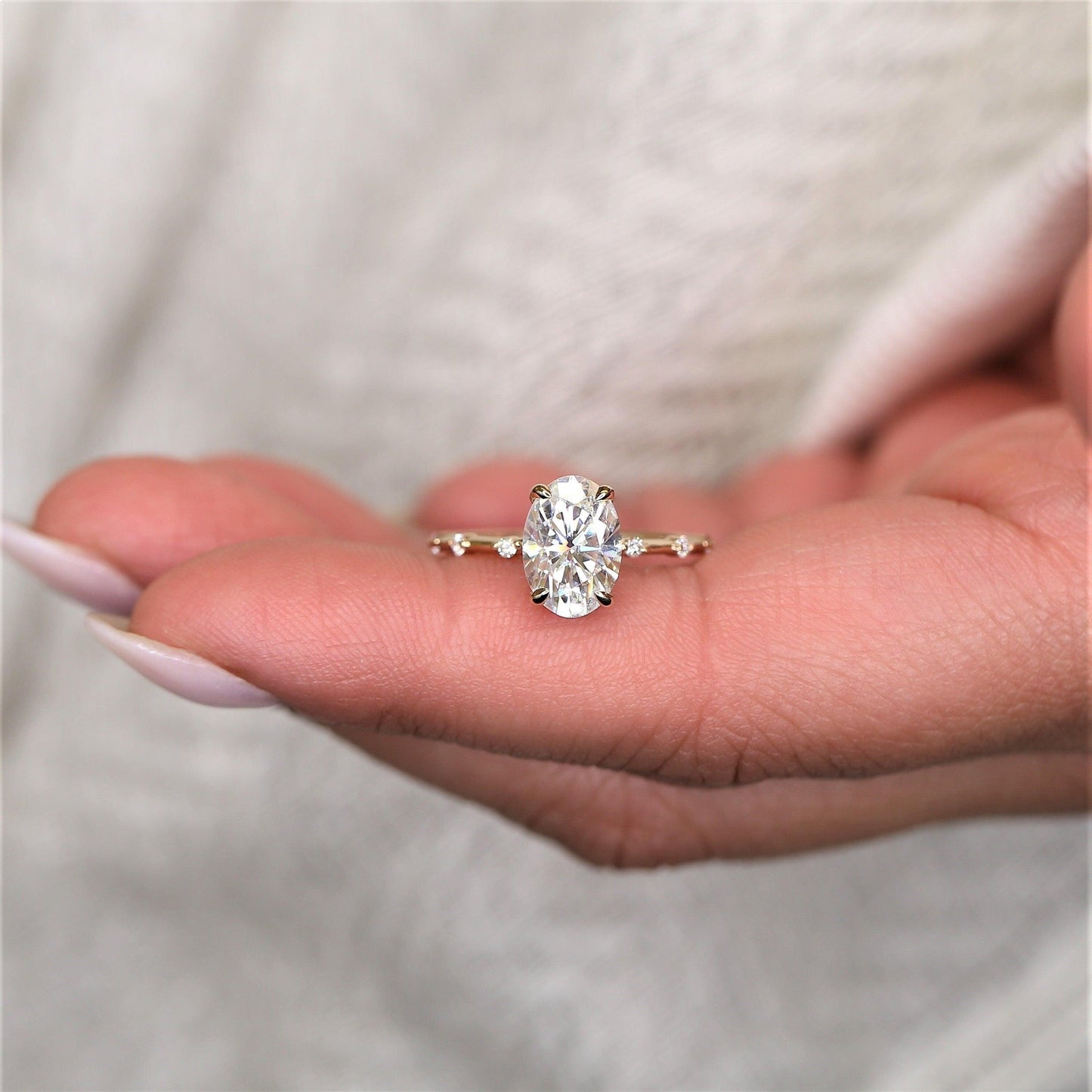 2 CT Emerald Pave Moissanite Engagement Ring