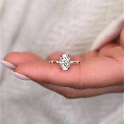 2 CT Emerald Pave Moissanite Engagement Ring
