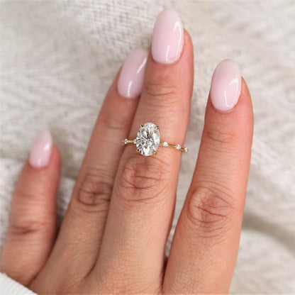2 CT Emerald Pave Moissanite Engagement Ring
