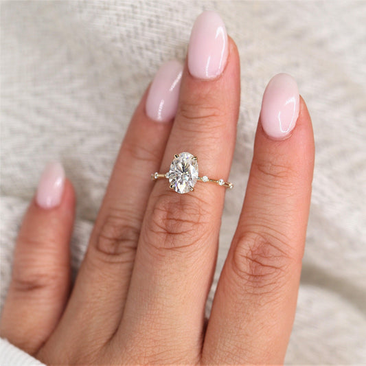 2 CT Emerald Pave Moissanite Engagement Ring