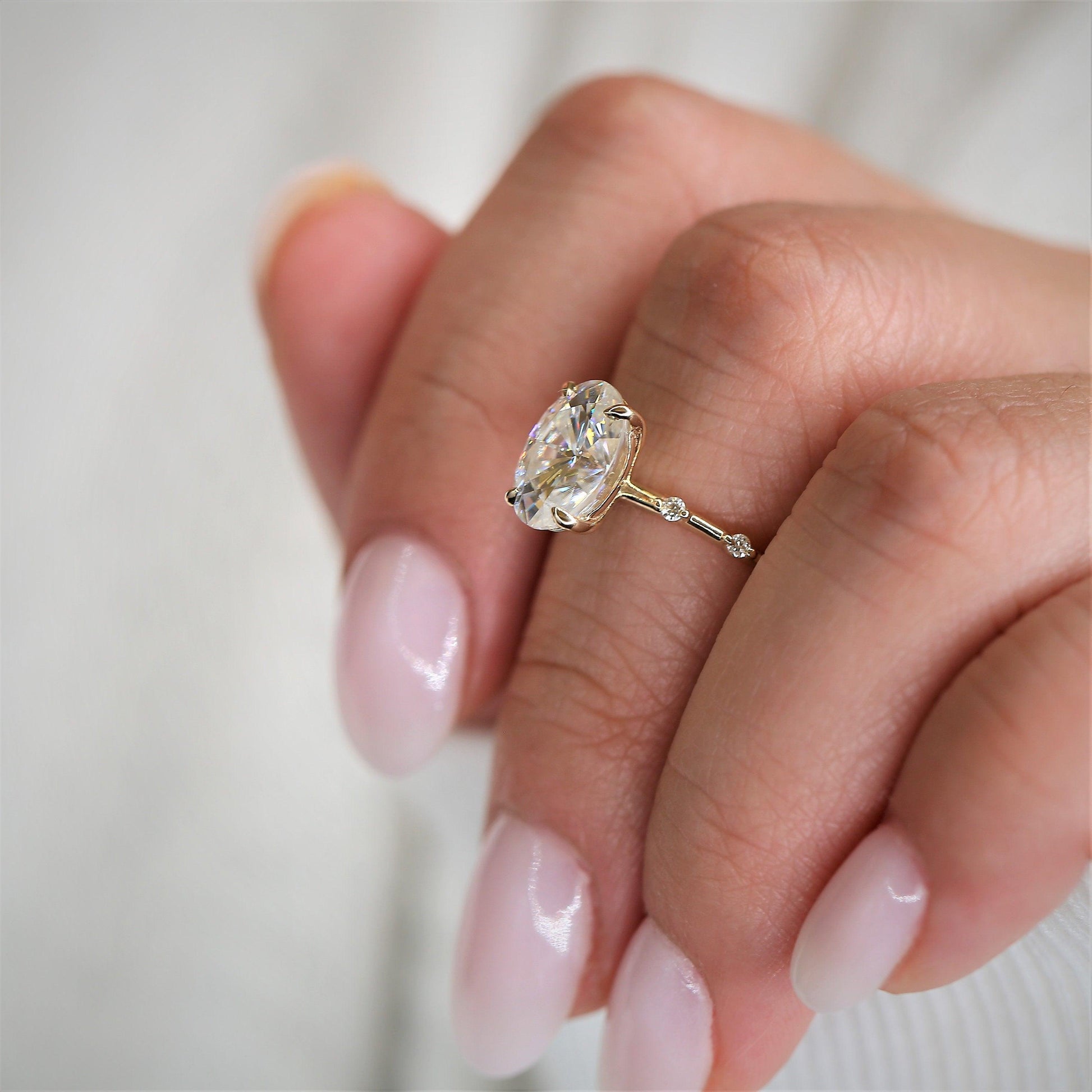 2 CT Emerald Pave Moissanite Engagement Ring