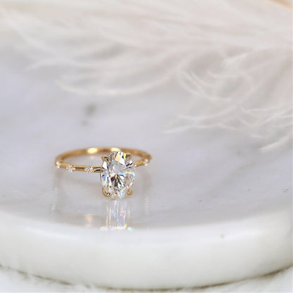 2 CT Emerald Pave Moissanite Engagement Ring