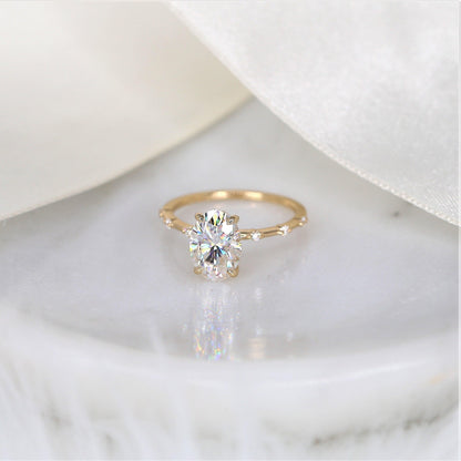 2 CT Emerald Pave Moissanite Engagement Ring