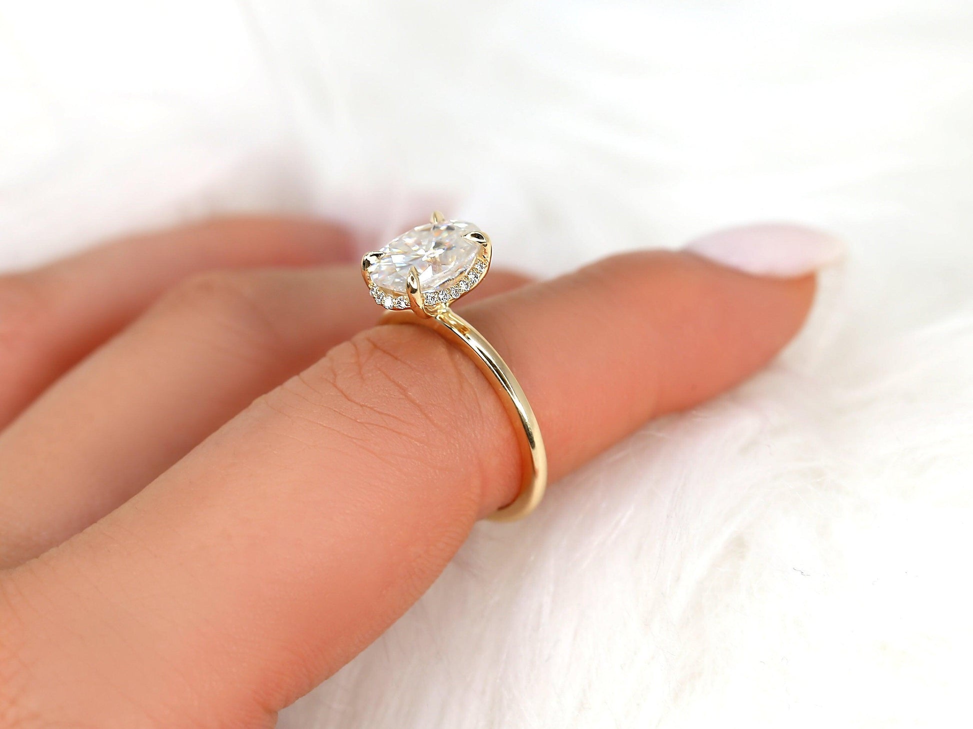 2 CT Emerald Pave Moissanite Engagement Ring