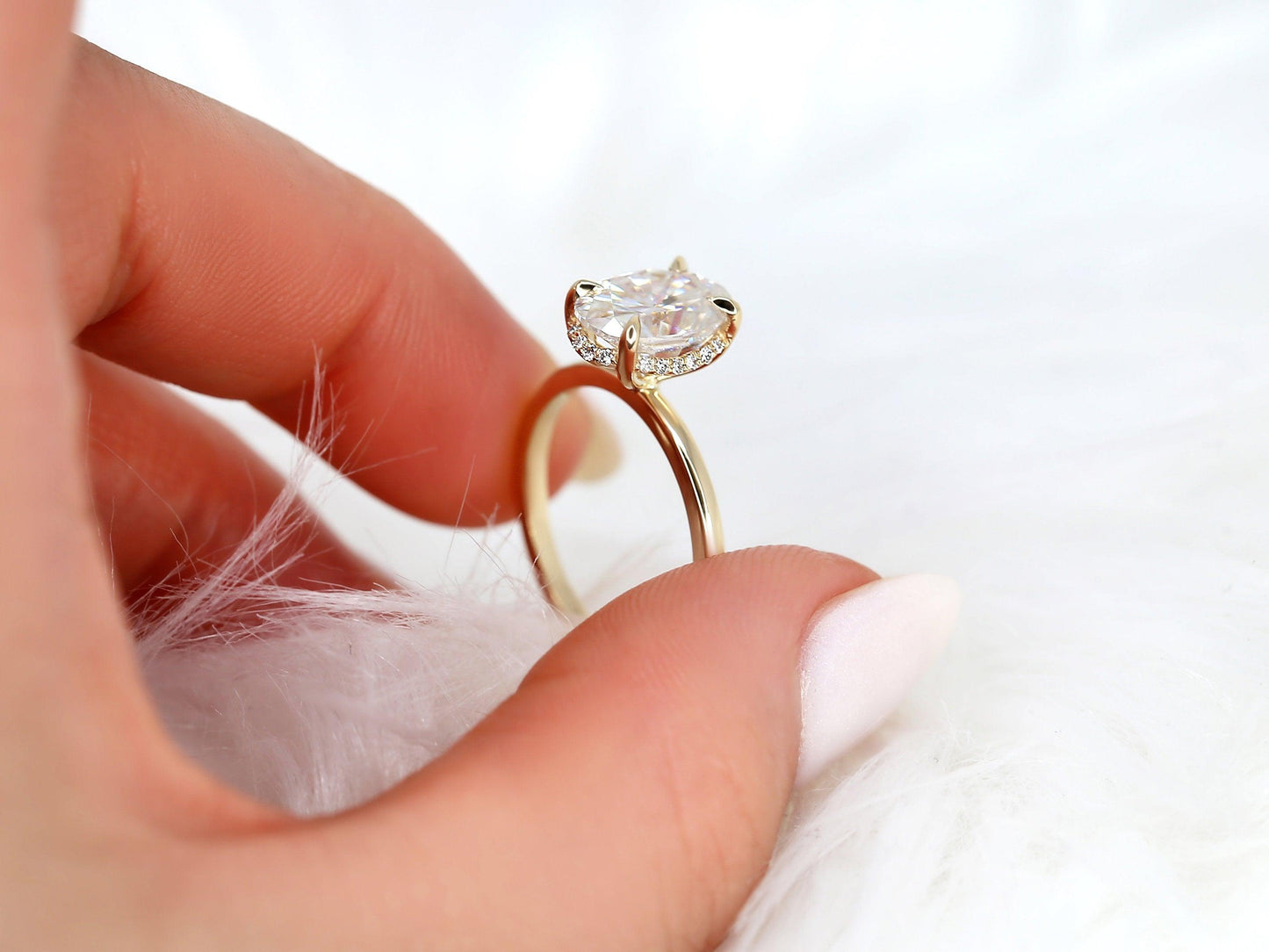 2 CT Emerald Pave Moissanite Engagement Ring