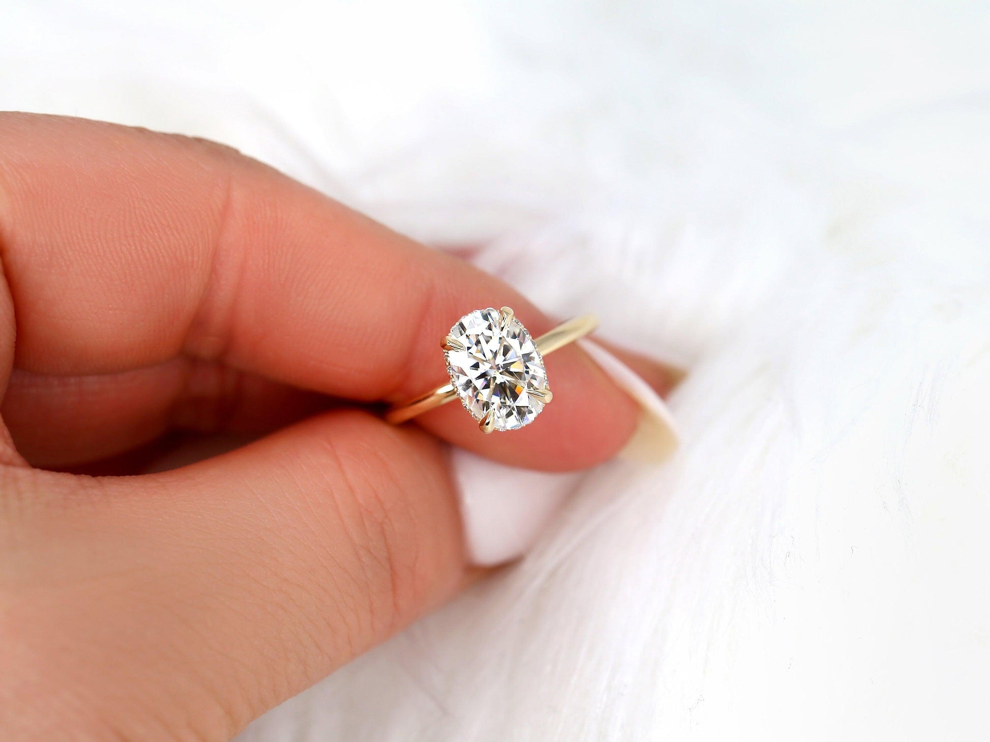 2 CT Emerald Pave Moissanite Engagement Ring