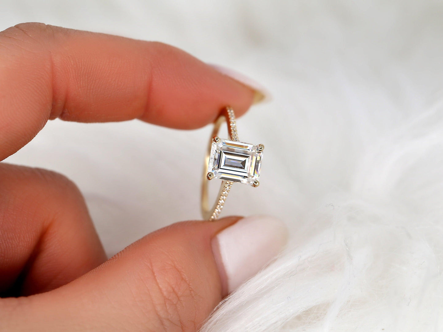 2 CT Emerald Pave Moissanite Engagement Ring