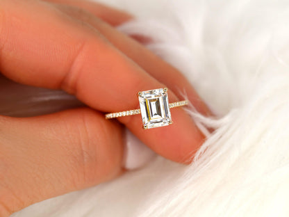 2 CT Emerald Pave Moissanite Engagement Ring