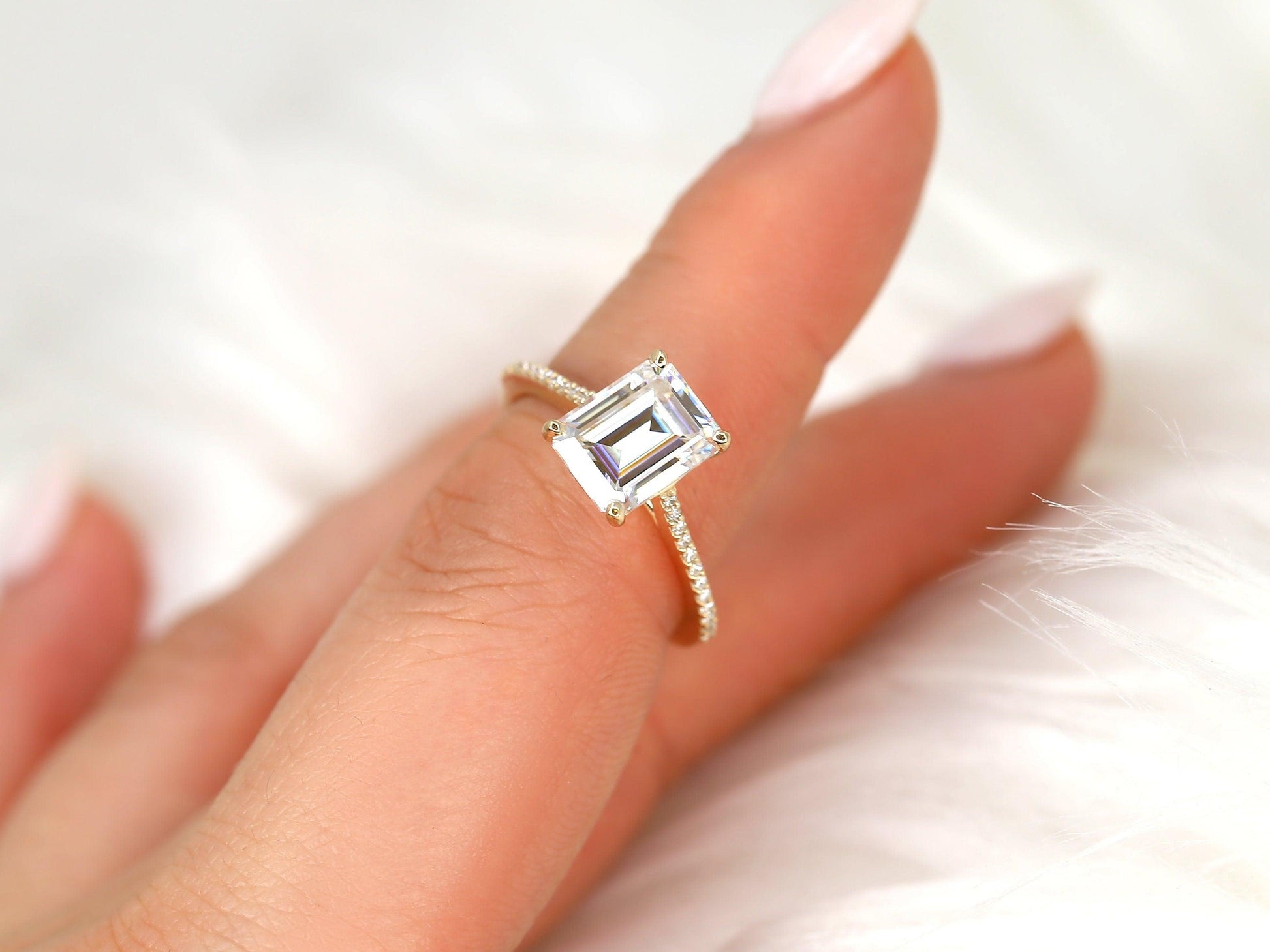 2 CT Emerald Pave Moissanite Engagement Ring
