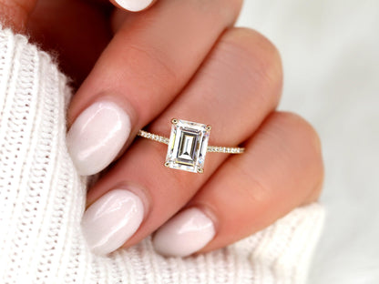 2 CT Emerald Pave Moissanite Engagement Ring
