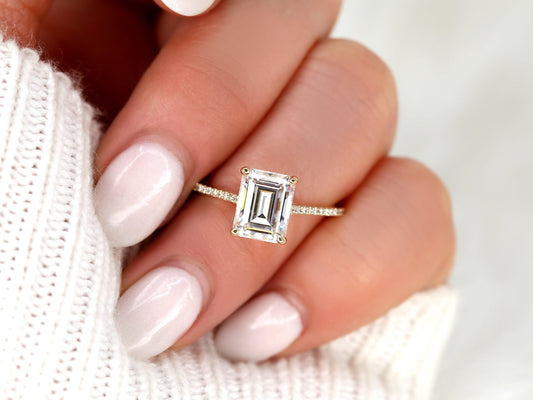 2 CT Emerald Pave Moissanite Engagement Ring