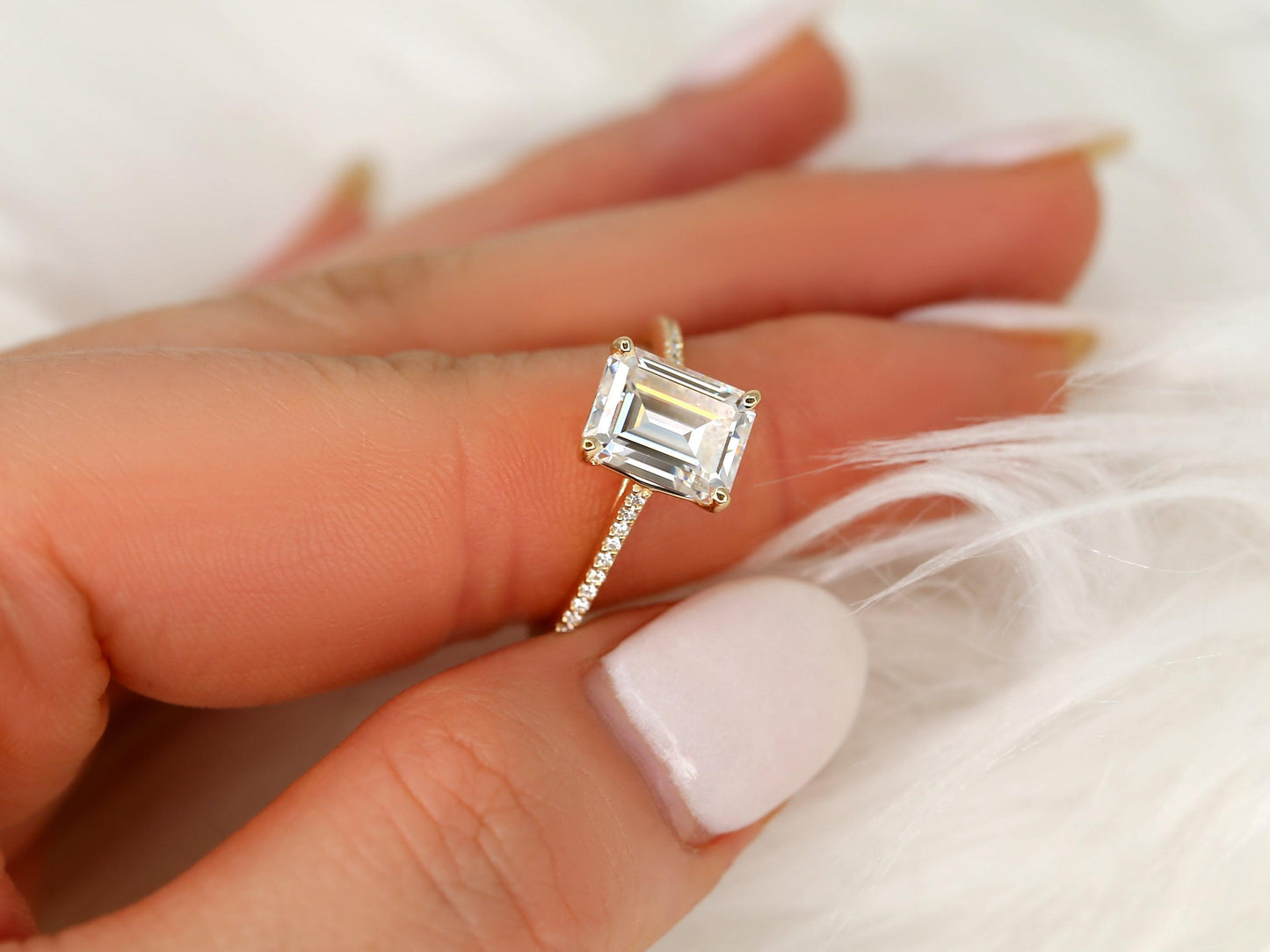 2 CT Emerald Pave Moissanite Engagement Ring