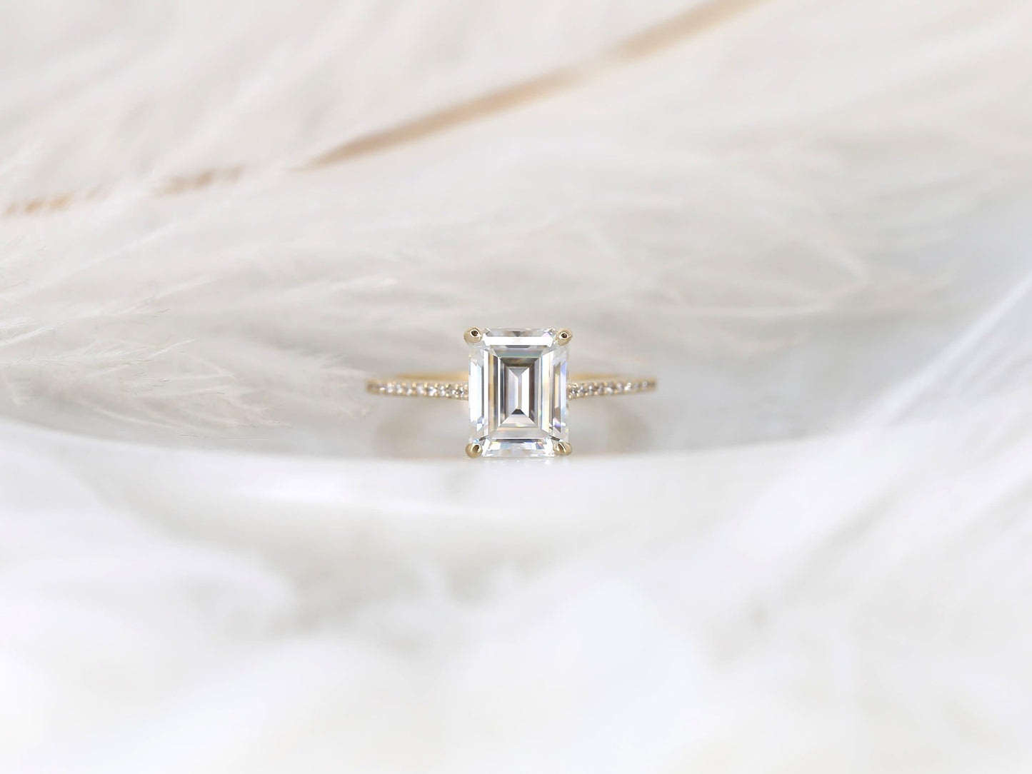 2 CT Emerald Pave Moissanite Engagement Ring