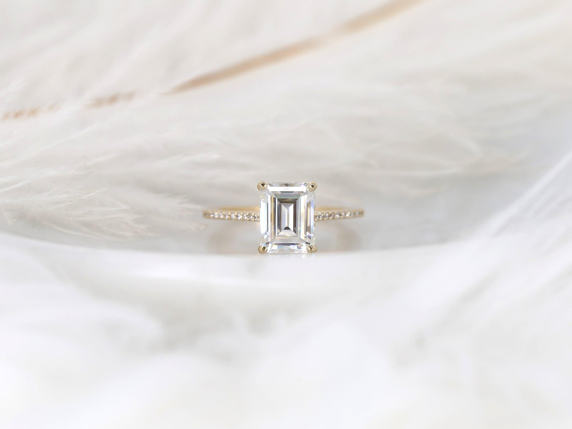 2 CT Emerald Pave Moissanite Engagement Ring