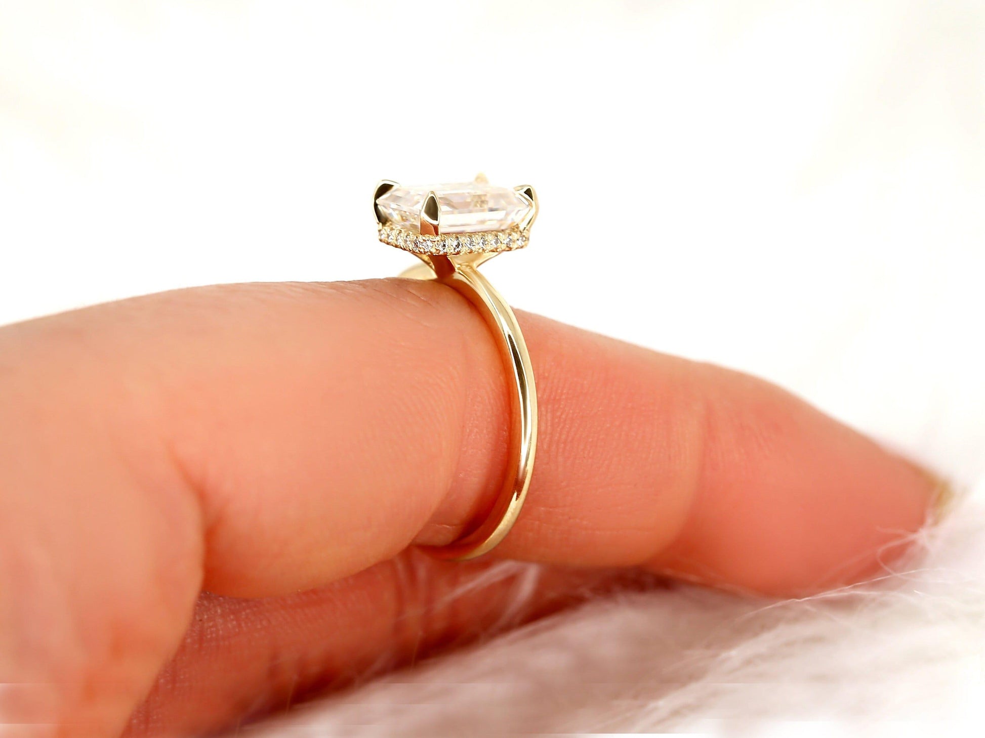 2 CT Emerald Pave Moissanite Engagement Ring