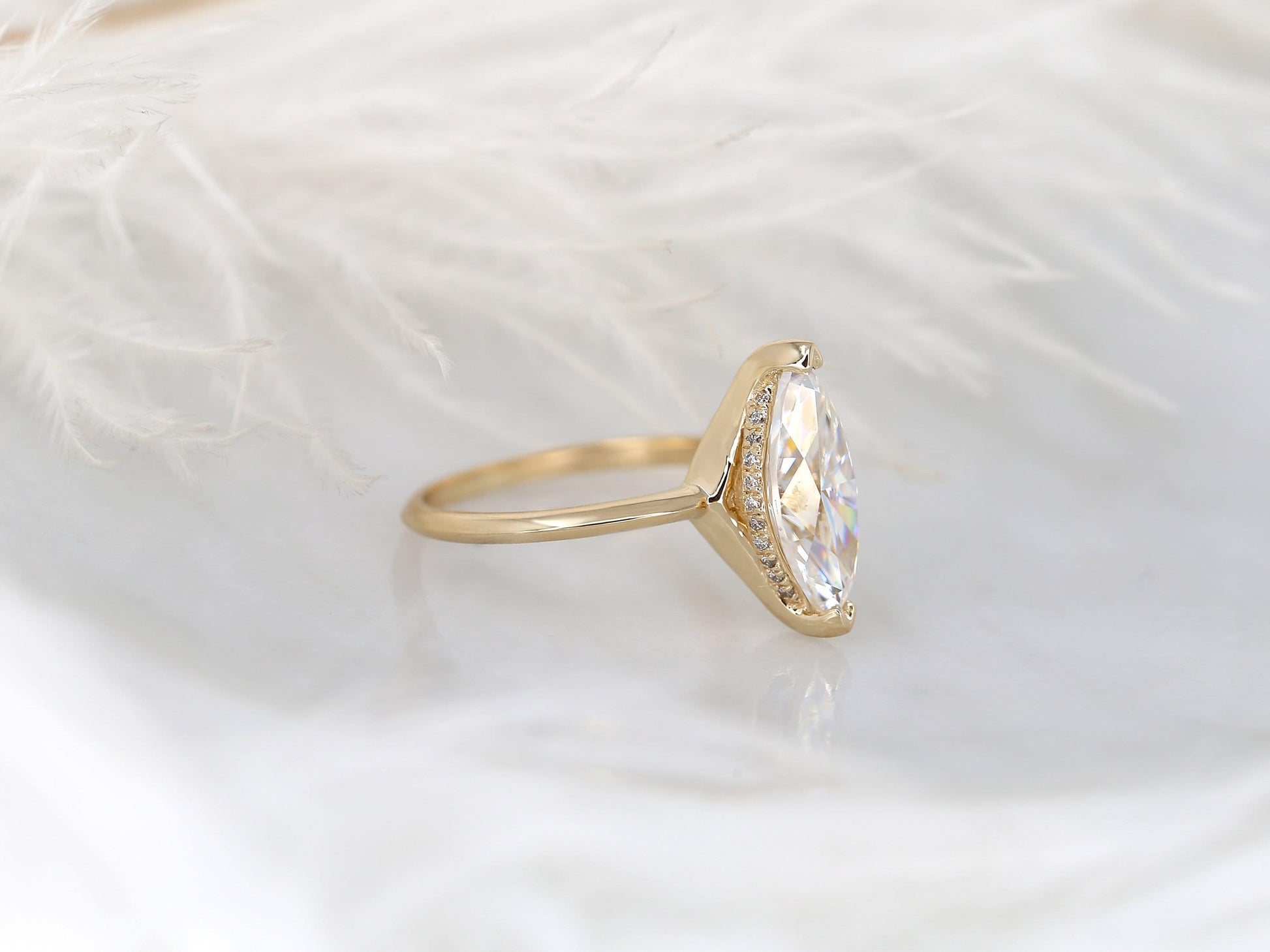 2 CT Emerald Pave Moissanite Engagement Ring