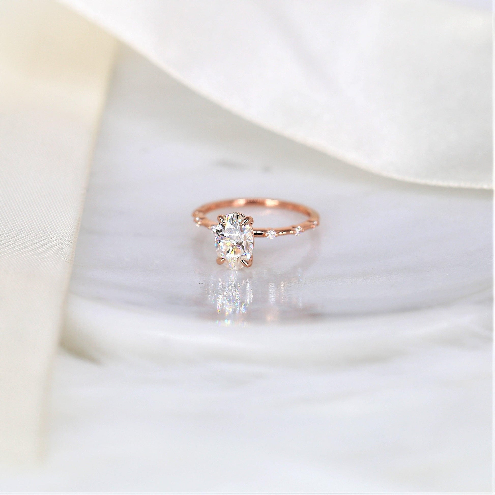 2 CT Emerald Pave Moissanite Engagement Ring