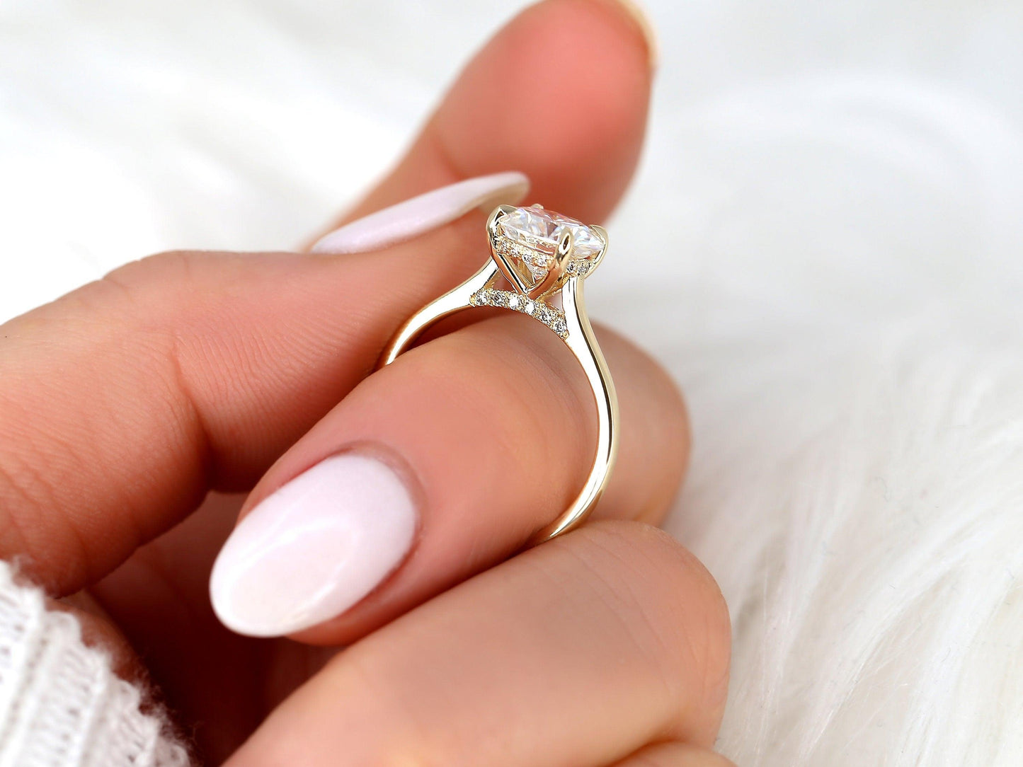 2 CT Emerald Pave Moissanite Engagement Ring