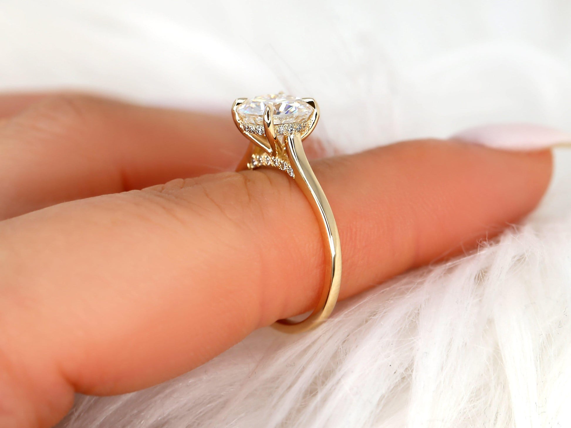 2 CT Emerald Pave Moissanite Engagement Ring