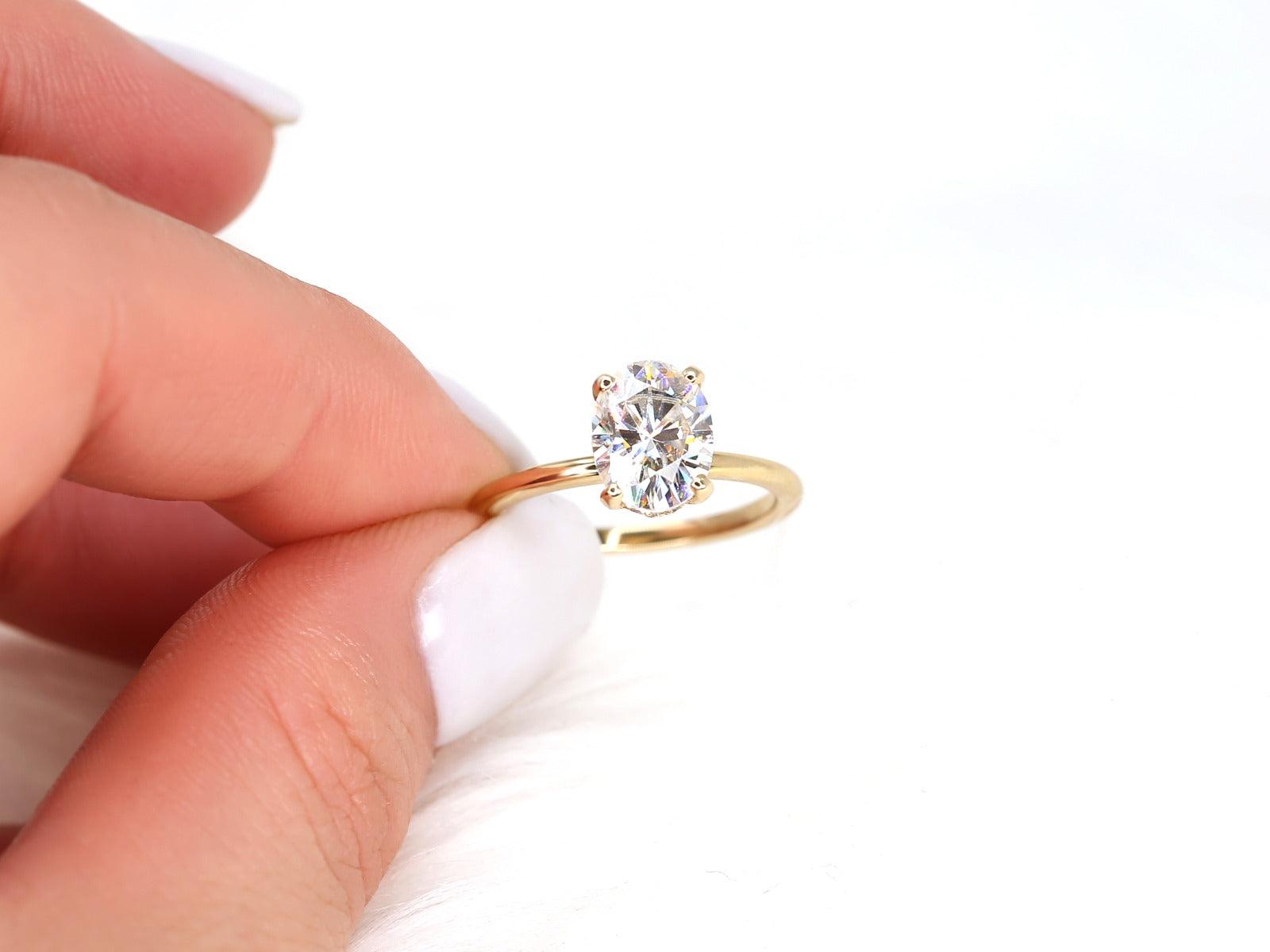 2 CT Emerald Pave Moissanite Engagement Ring