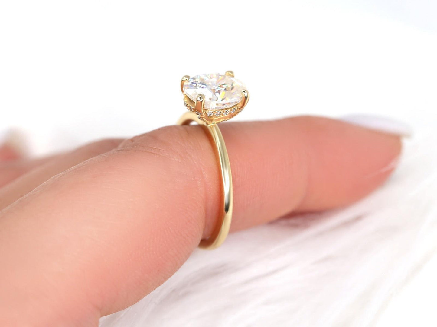 2 CT Emerald Pave Moissanite Engagement Ring