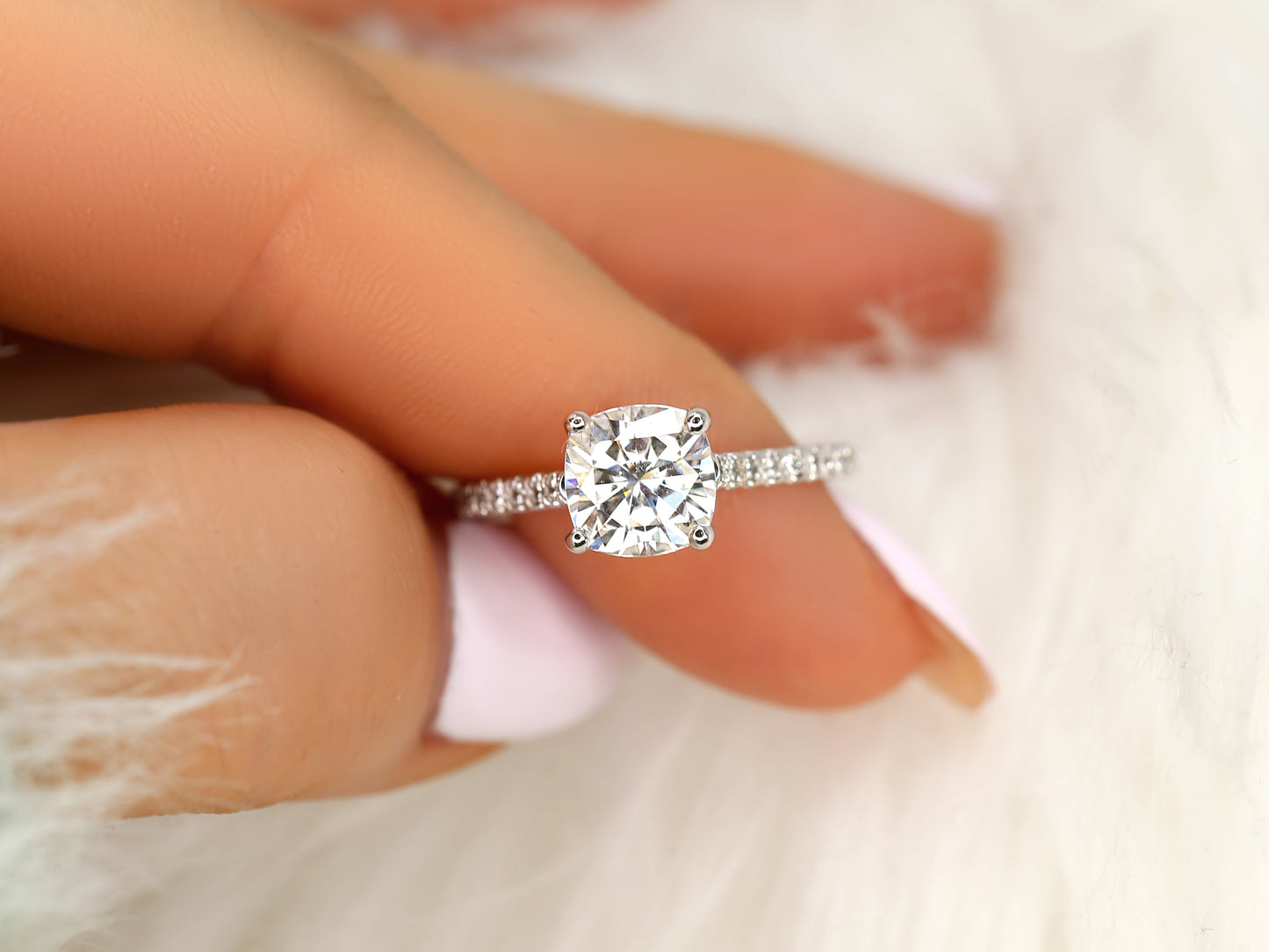 2 CT Emerald Pave Moissanite Engagement Ring