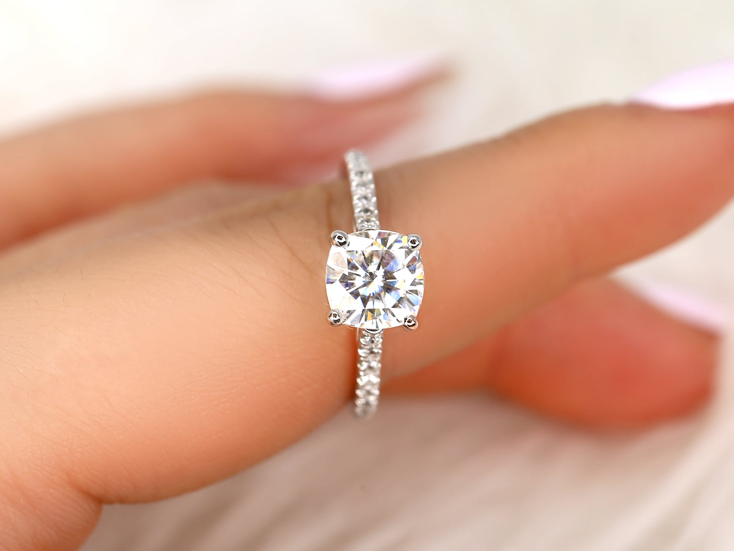 2 CT Emerald Pave Moissanite Engagement Ring
