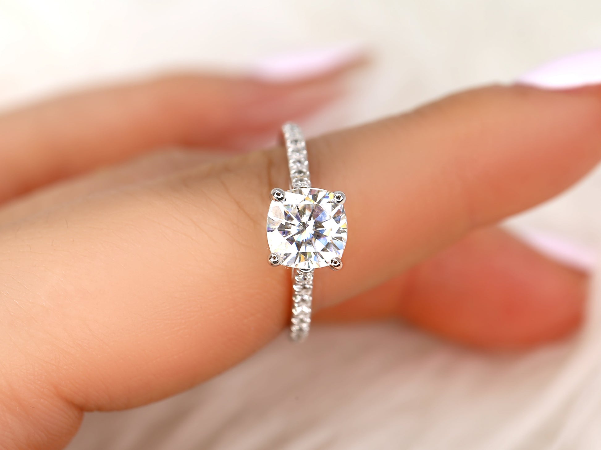 2 CT Emerald Pave Moissanite Engagement Ring