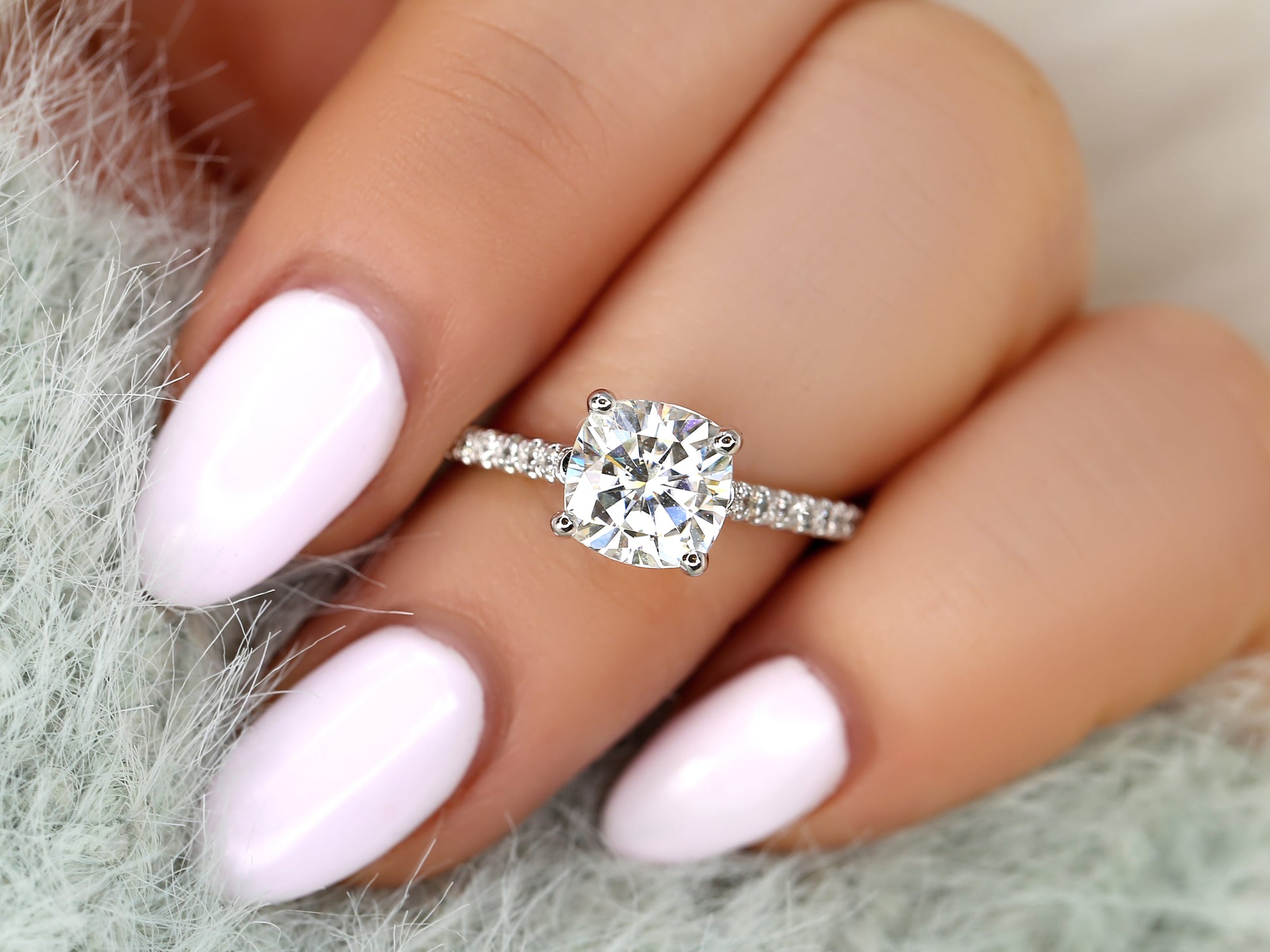 2 CT Emerald Pave Moissanite Engagement Ring