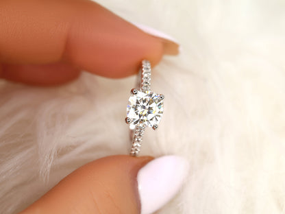 2 CT Emerald Pave Moissanite Engagement Ring