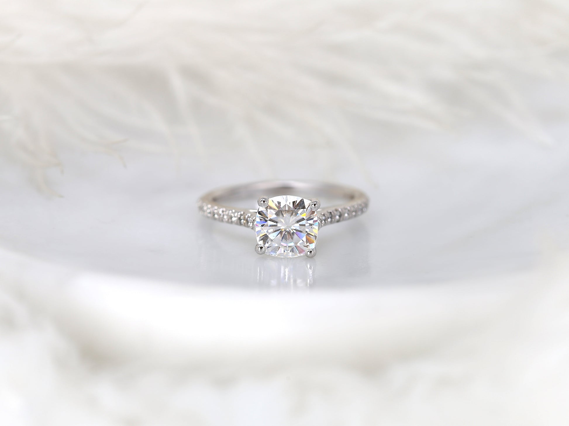 2 CT Emerald Pave Moissanite Engagement Ring