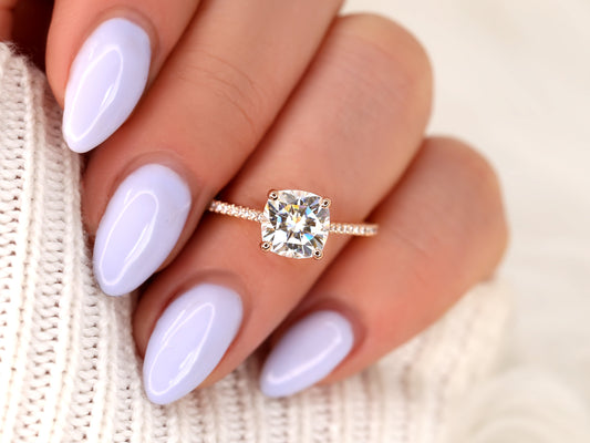 2 CT Emerald Pave Moissanite Engagement Ring
