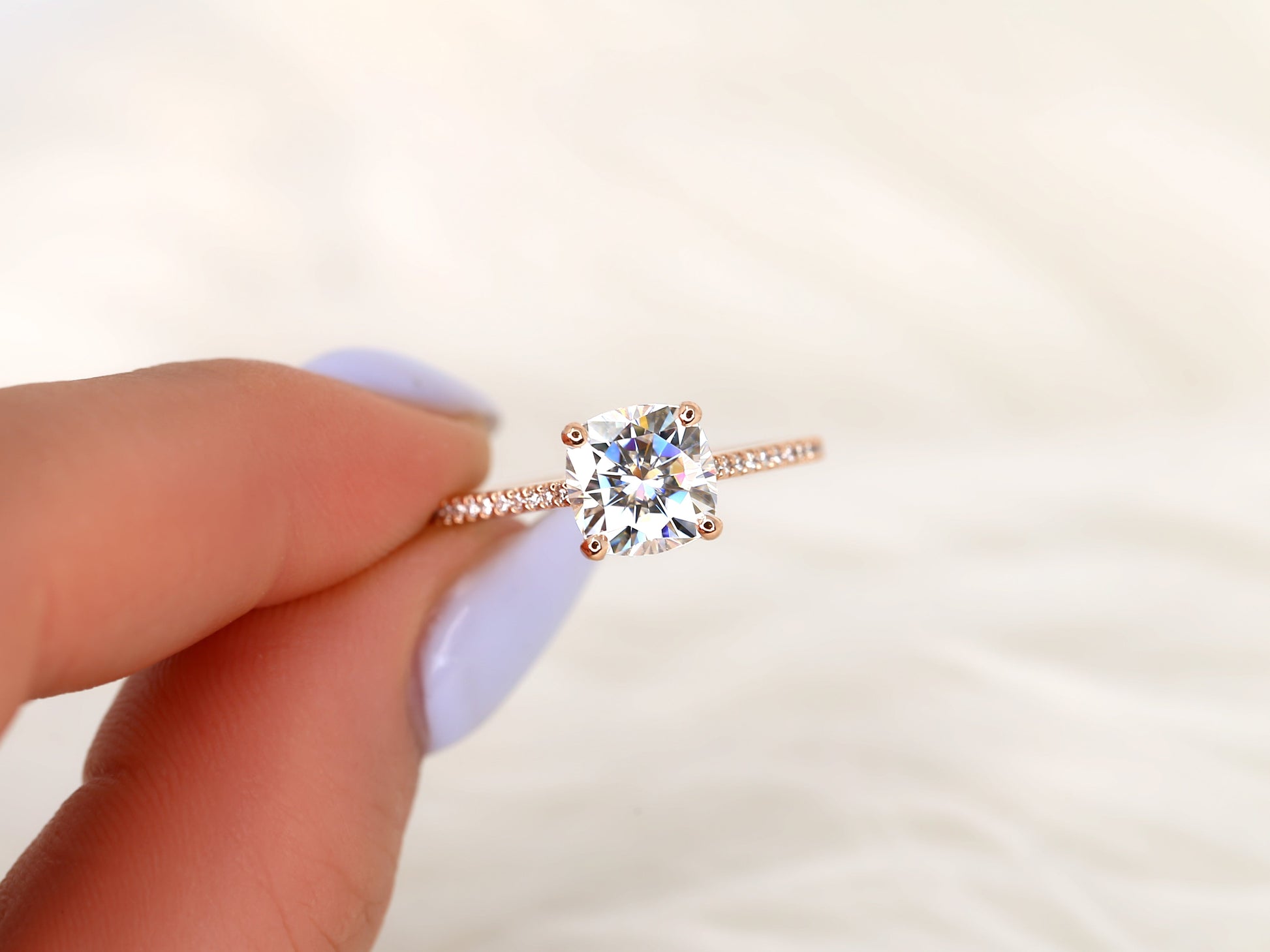 2 CT Emerald Pave Moissanite Engagement Ring