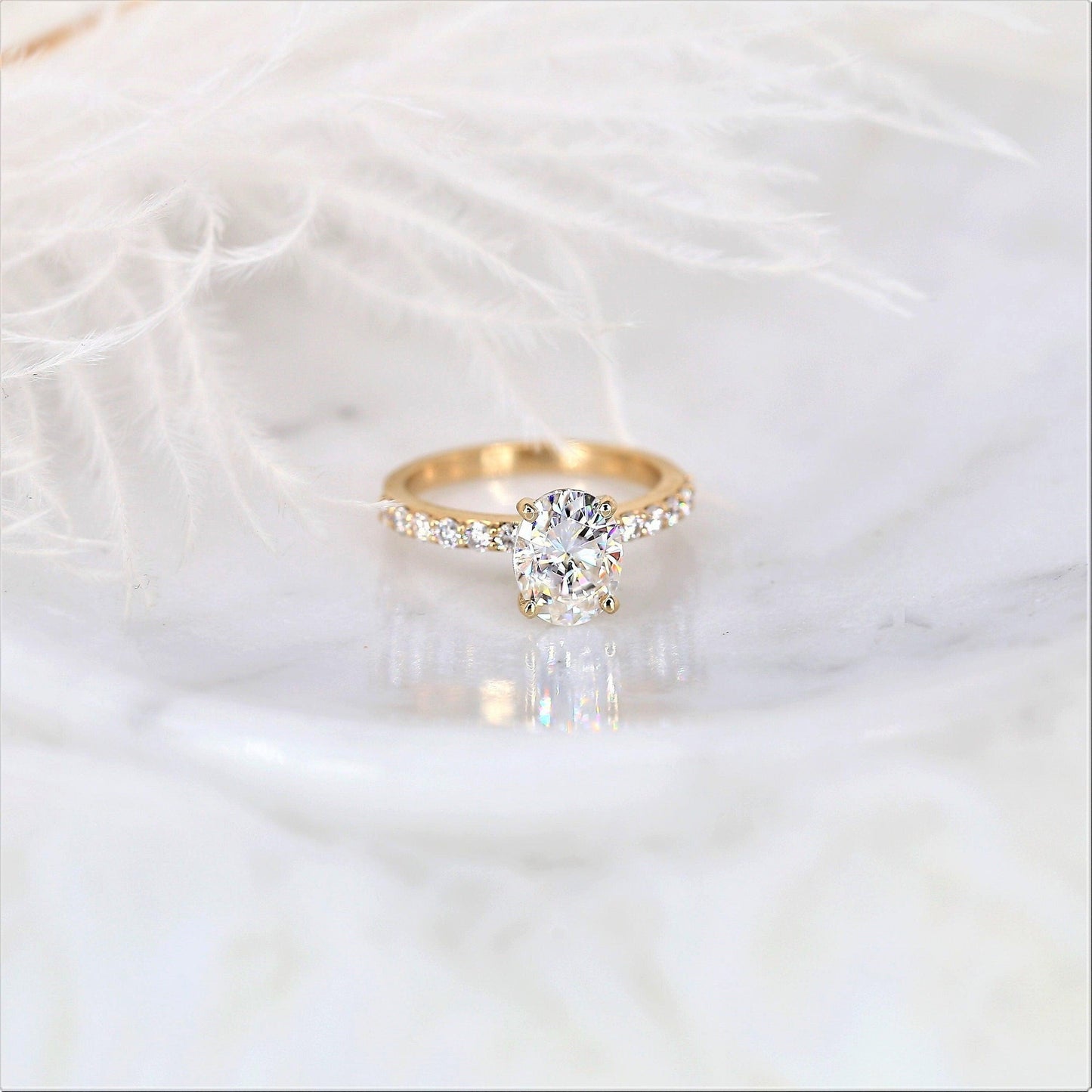 2 CT Emerald Pave Moissanite Engagement Ring