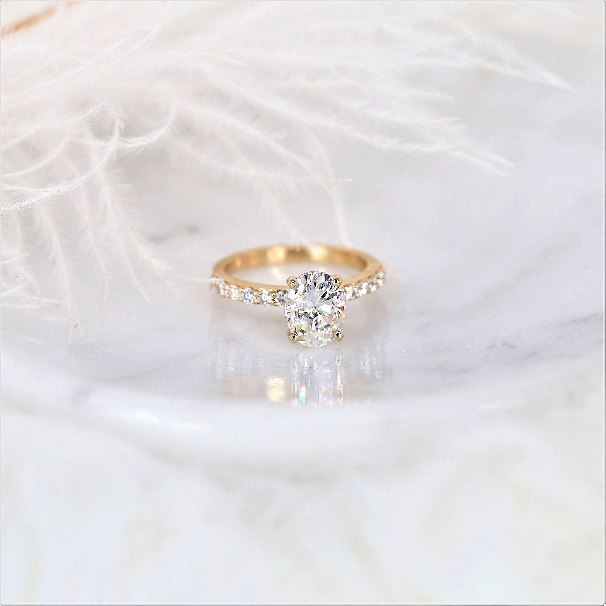 2 CT Emerald Pave Moissanite Engagement Ring