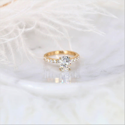 2 CT Emerald Pave Moissanite Engagement Ring