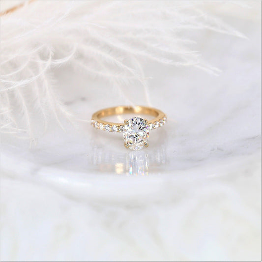 2 CT Emerald Pave Moissanite Engagement Ring