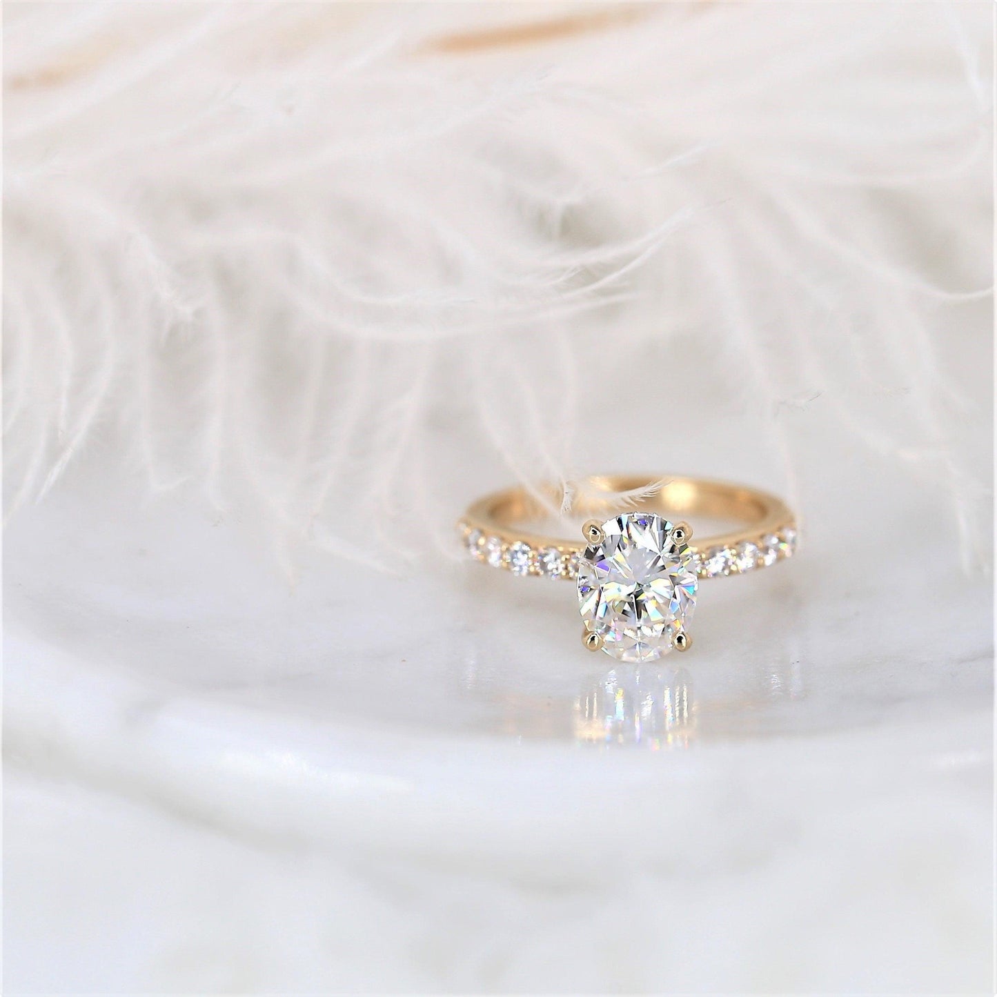 2 CT Emerald Pave Moissanite Engagement Ring