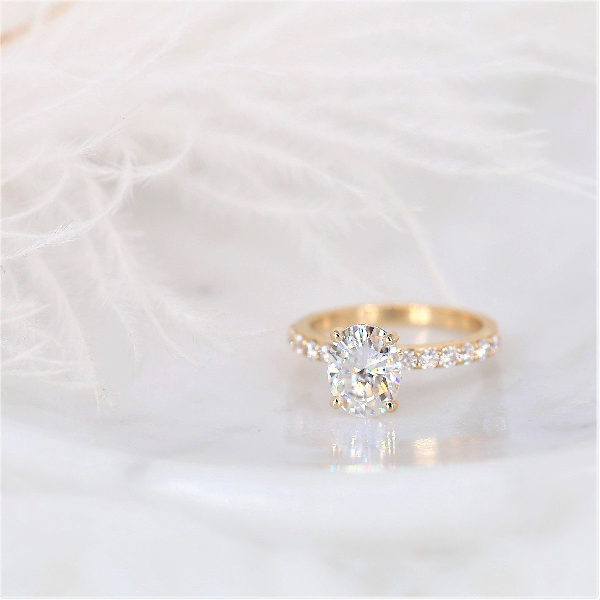 2 CT Emerald Pave Moissanite Engagement Ring