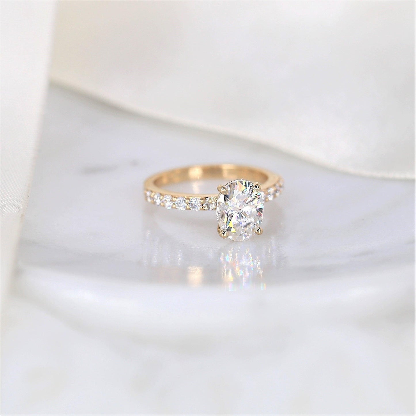 2 CT Emerald Pave Moissanite Engagement Ring
