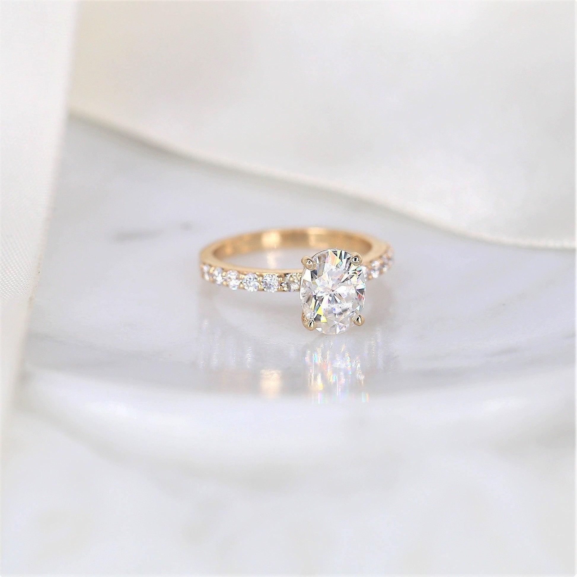 2 CT Emerald Pave Moissanite Engagement Ring