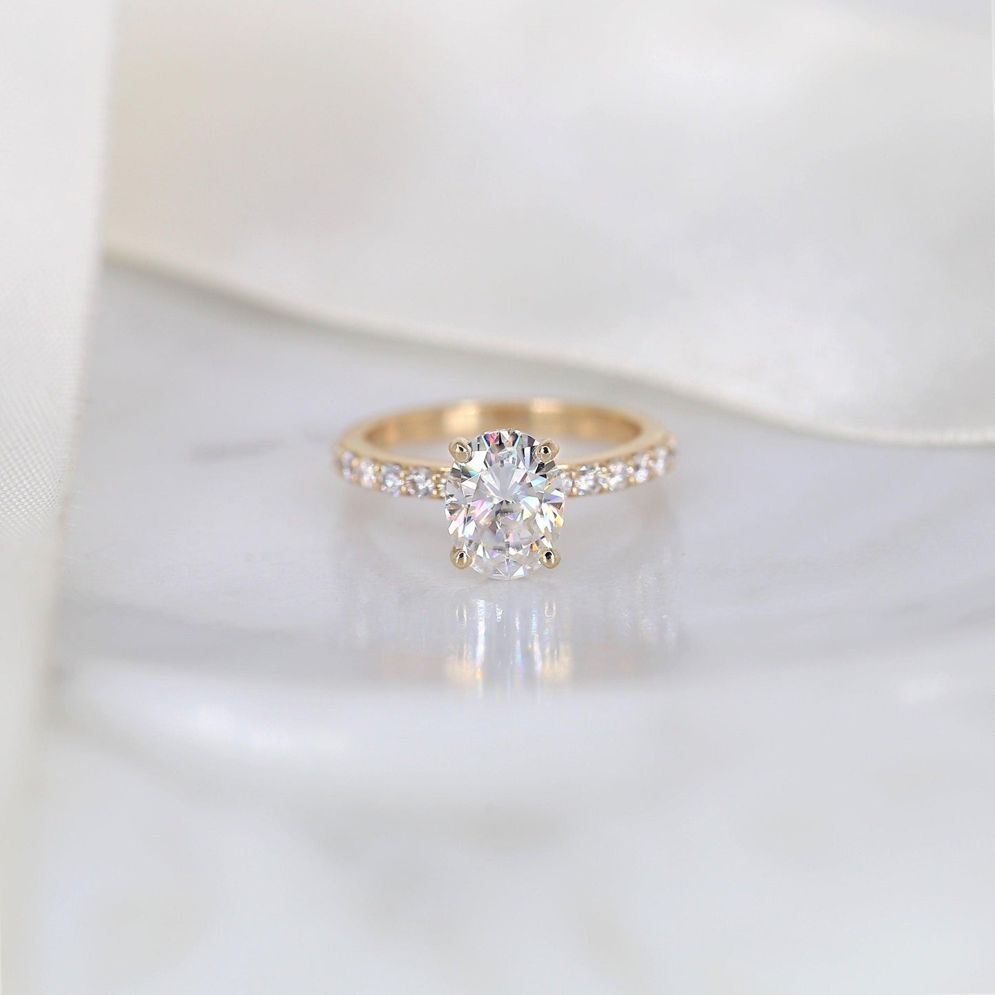 2 CT Emerald Pave Moissanite Engagement Ring