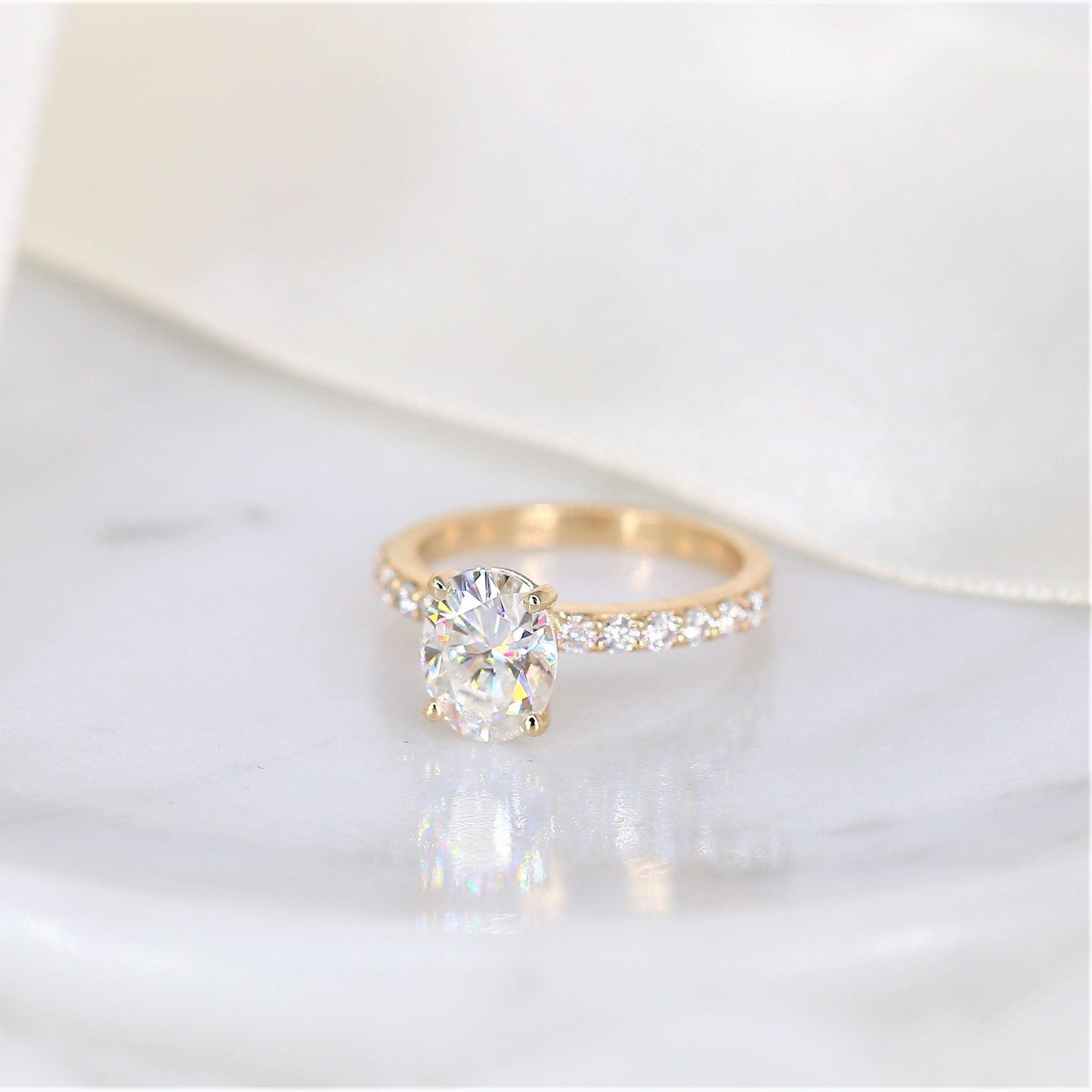 2 CT Emerald Pave Moissanite Engagement Ring