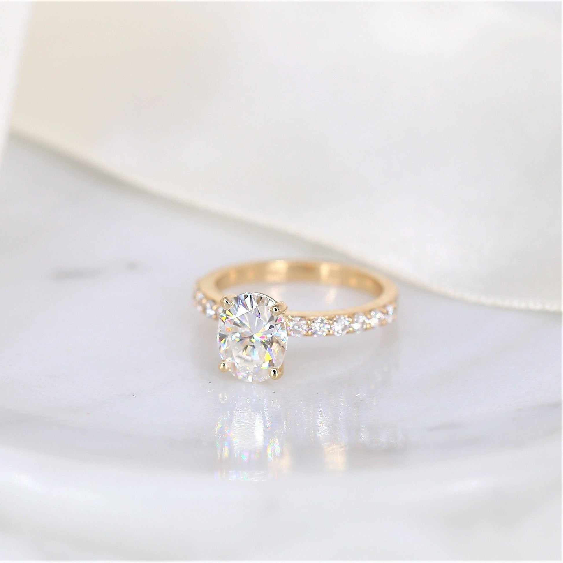 2 CT Emerald Pave Moissanite Engagement Ring