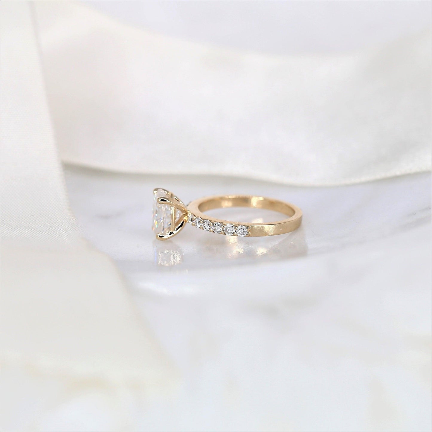 2 CT Emerald Pave Moissanite Engagement Ring