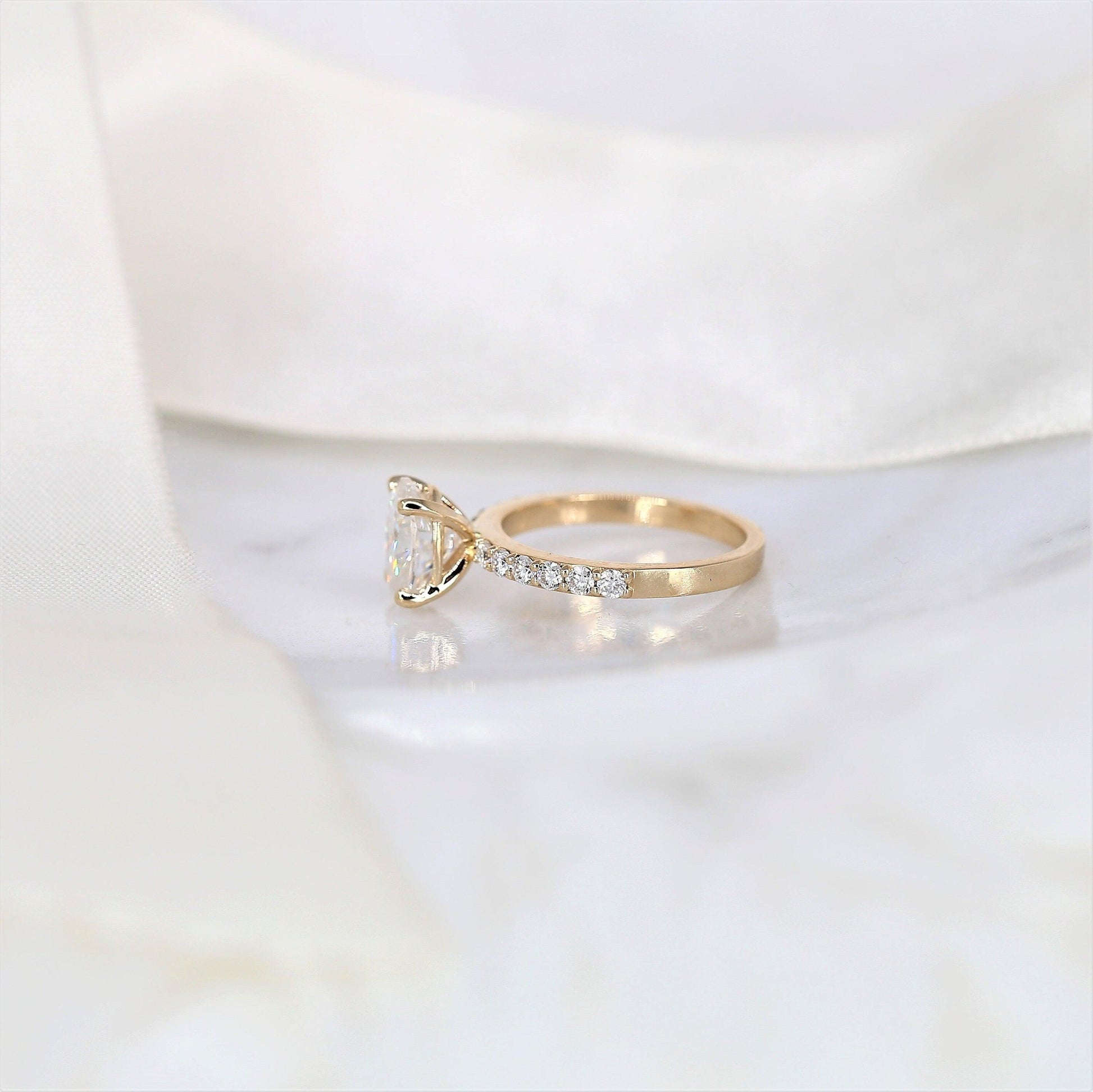 2 CT Emerald Pave Moissanite Engagement Ring