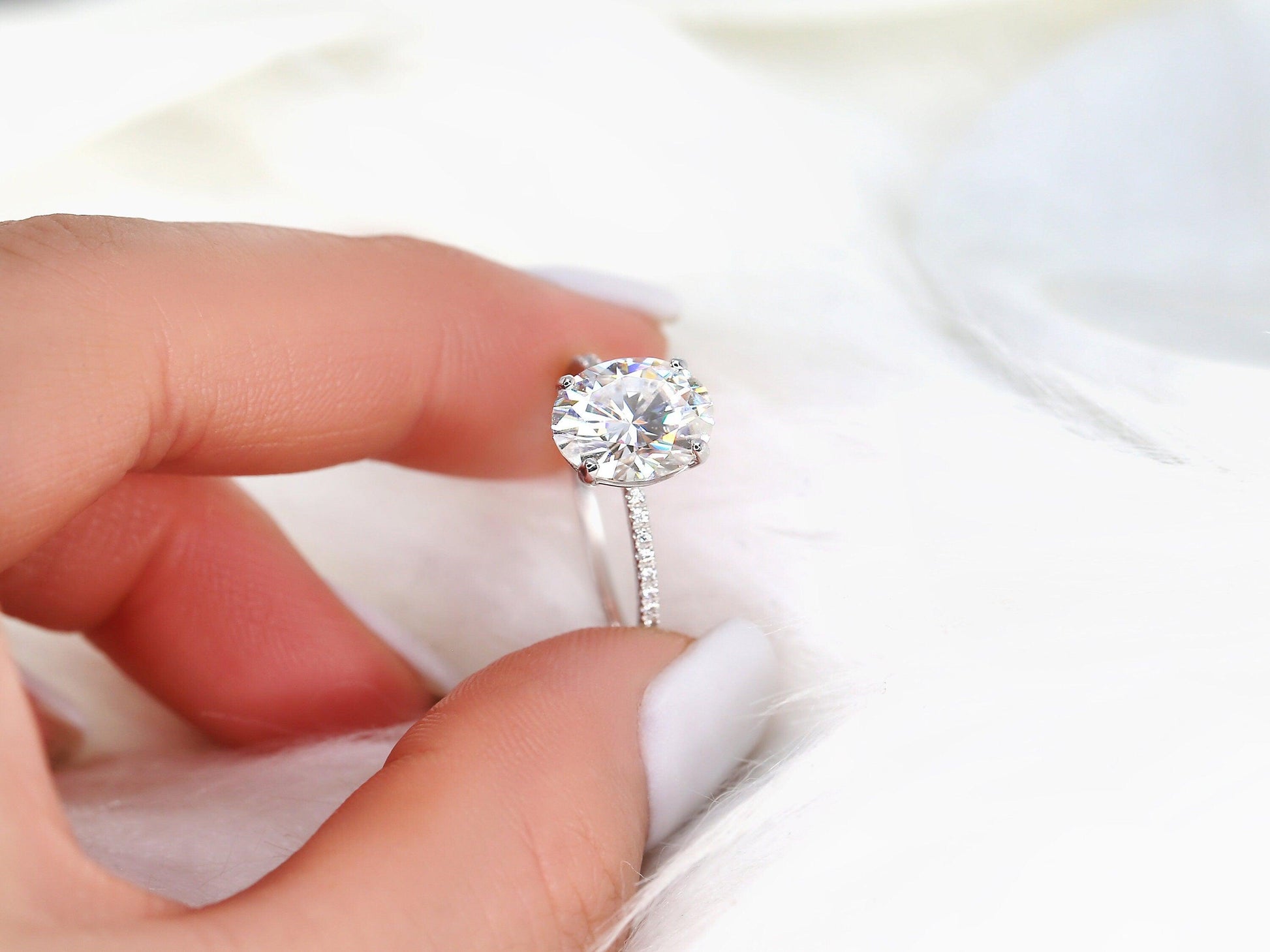 2 CT Emerald Pave Moissanite Engagement Ring