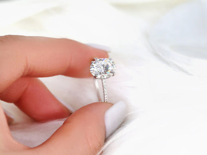 2 CT Emerald Pave Moissanite Engagement Ring